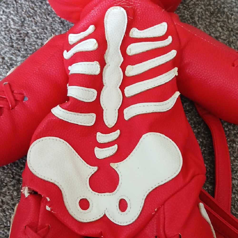 Red Skeleton Teddy Bear Backpack - image 3